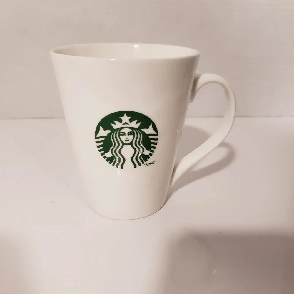 Starbucks White Ceramic Coffee Mug with Green Mermaid 23fl oz.